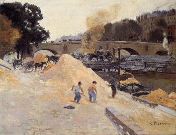 Camille Pissarro : The Banks of the Seine in Paris, Pont Marie, Quai d'Anjou
